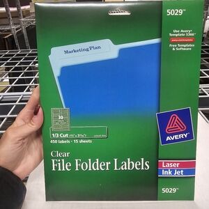 Avery 5029 Clear File Folder Labels
